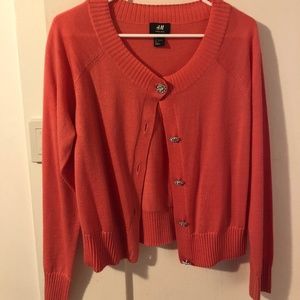 Rhinestone Buttoned Pink Cardigan